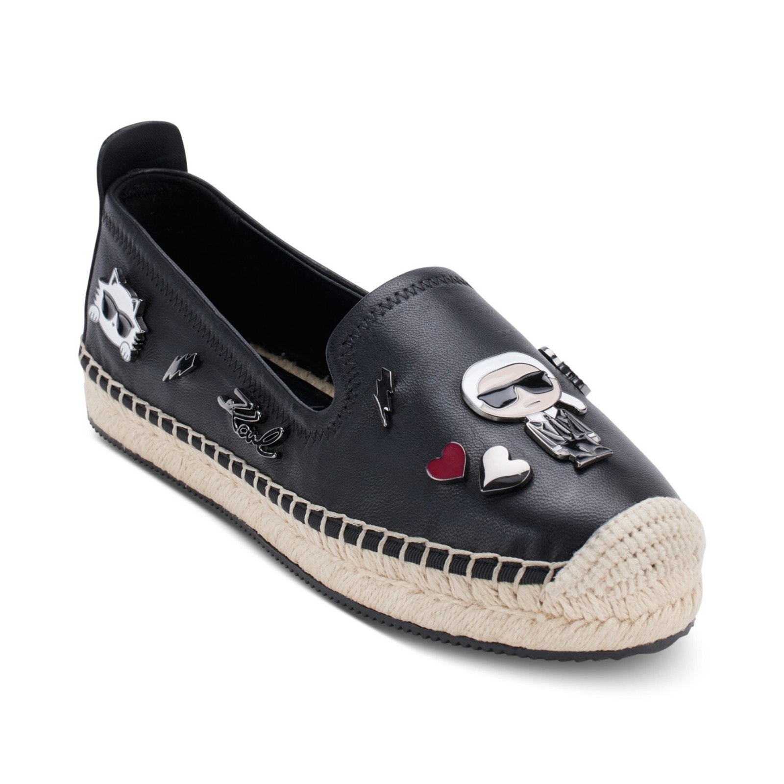 Karl Lagerfeld Paris Women's Michaela Cate Pins Espadrill, Black Size 11m